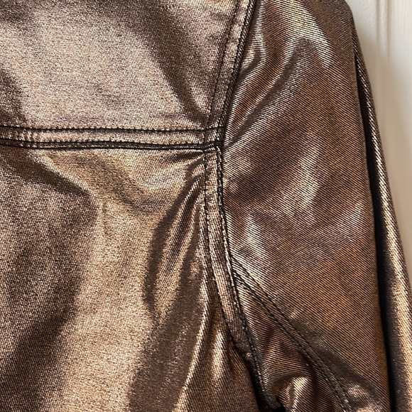 NWT Seven for all Mankind Gold Metallic Jean Motorcycle Jacket - Picture 8 of 9